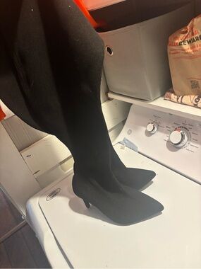 Torrid Black Knee-High Pointed Toe Sock Boots - , Women's